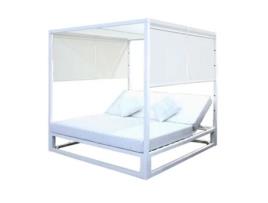 Daybed Conceito Alumínio Branco Encosto Ajustável Lado Poliéster com Teflon Têxtil Inferior