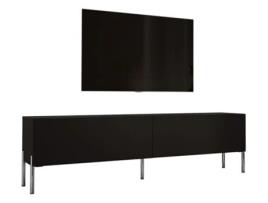 Móvel de Tv em Preto Mate / Preto Brilhante com Pés Retos Cromados D: L: 170 Cm A: 52 Cm D: 32 Cm 3XELIVING