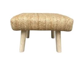 Banquinho Artesanal CUSHIONS, POUFS AND MORE 40X40X40 cm de Madeira e Juta