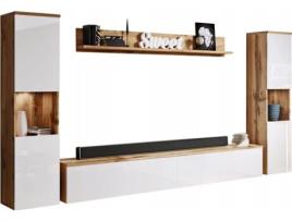 Conjunto de Sala Paris Xl Carvalho Wotan/Branco Brilhante BRATEX