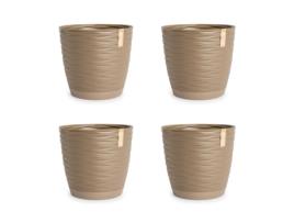 Conjunto de 4 vasos decorativos redondos de 13 cm com placas integradas. cinza ARECA