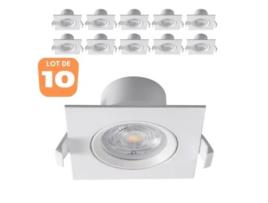 Conjunto de 10 Pontos de Led Construídos -In 3En1 Quadrado Branco 7W Ip20 BRAYTRON