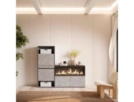 Sapateira 167X145X35 Cm para Quarto Dormitório Lareira Eléctrica Xxl Cimento SKRAUT HOME