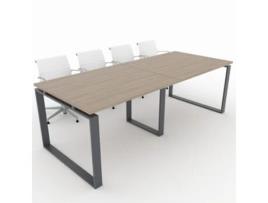 Mesa de Reunião de Casa e de Escritório Estrutura Fechada Cor Cinzento Grafite Tampo de Mesa em Melamina Cor Olmo 240X100 Fabricada em Espanha OFICIT