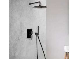 Conjunto de Chuveiro Monocomando Embutido de 2 Vias Preto Fosco com Sistema S2 de Economia de Água com Acessórios Redondos RAMON SOLER