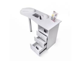 Mesa de manicure com aspirador e gavetas e poste cromado Leopard