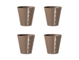 Palmeira Conjunto de 4 Vasos Decorativos Redondos de 13 cm com Textura. cinza ARECA