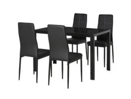 Conjunto de Refeição Vidro HOMCOM  Metal  PU e Espuma cor Preto 120x70x75 cm