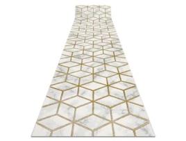 Passadeira DYWANY LUSZCZOW Emerald Exclusivo Glamour Cubo Creme Poliéster Amarelo (80x530cm)