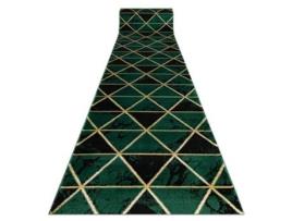 Passadeira DYWANY LUSZCZOW Emerald Exclusivo Glamour Mármore Triângulos Garrafa Poliéster Verde (100x550cm)