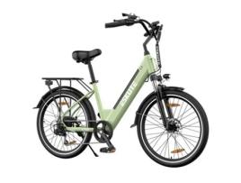 Bicicleta Elétrica ESKUTE C100 250W 36V 10.4Ah 25Km/H 50-60Km Travões de Disco Mecânicos Shimano 7 Velocidades Verde