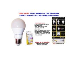 Talox bombilla led estandar a60-e27 10w l.calida 3000k 780 lumen (caja 10 unidades)