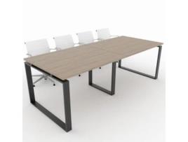 Mesa de Reunião de Casa e de Escritório. Estrutura Metálica Fechada Cor Preto Tampo de Mesa em Melamina Cor Olmo 240X100. Fabricada em Espanha. OFICIT