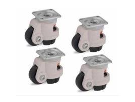 Conjunto de 4 Rodízio de Nivelamento Roda de 50 Mm Rodízio BLICKLE Capacidade de 250 kg Hrp-Poa 50G