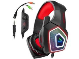 Auscultadores SPGUARD Spguard para Jogos com fio luminoso colorido Subwoofer Vermelho Preto