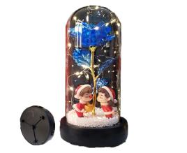 Boneco de Pelúcia Blz para Casal de Natal Azul Iridescente com Caixa de Música de Oito Notas