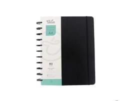 Caderno Smart Com Elástico Espiral A4 Pautado Preto