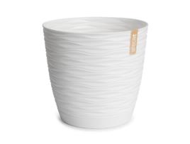 Vaso decorativo redondo ARECA Wind 23 cm com placa integrada esbranquiçado