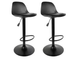 Conjunto de 2 Bancos de Bar Paris Price Isak 104Cm Preto Altura Regulável Assento Acolchoado Confortável PARIS PRIX