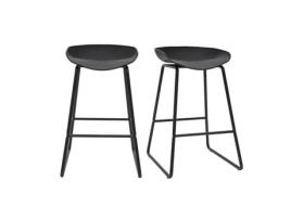 Bancos de bar modernos pretos com pernas de metal 65 cm lote de 2 seixos MILIBOO