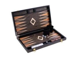 ENGELHART- 250545 Gamão Deluxe de 18 Polegadas Folheado e Verniz de Ébano Marrom