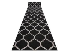 Passadeira DYWANY LUSZCZOW Sizal Floorlux Modelo Treliças Marroquinas Polipropileno Preto (70x440cm)