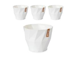 Conjunto de 4 Vasos Decorativos Redondos de 17 cm com Textura. Off white ARECA