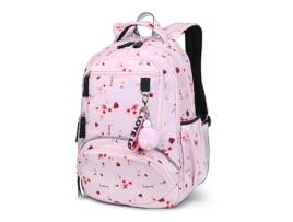 Mochila Escolar Sakura Feminina Preto Rosa Floral Bolsa Escolar Moda Feminina