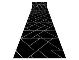 Passadeira DYWANY LUSZCZOW Emerald Exclusivo Glamour Geométrico Poliéster Preto (80x290cm)