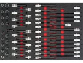 Conjunto de chave de fenda VIGOR V4729 Quadrado oco 1/2 polegada 12 5 mm Perfil de cunha interna Perfil Ribe-Cv com ranhuras I