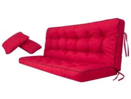 Almofada de balanço Hollywood, almofada de balanço de jardim, almofada de banco com encosto - Largura 180 cm - Vermelho