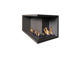 Lareira de canto embutida a bioetanol. Abertura direita NILLA CORN Queimador Onda 70x47cm angular / Capacidade 15,4L OUTINFIRE