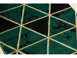 Passadeira DYWANY LUSZCZOW Emerald Exclusivo Glamour Mármore Triângulos Garrafa Poliéster Verde (100x620cm)