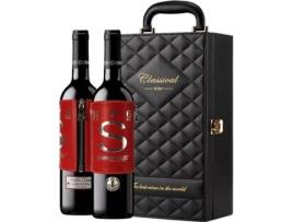 Vinho ESENCIAS Estojo de luxo com 2 vinhos premium exclusivos EDIÇÃO LIMITADA Etiqueta de couro e conjunto de 4 acessórios