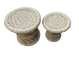 Conjunto de 2 Bancos CUSHIONS, POUFS AND MORE de Bambu e Juta 38X38X38 cm e 30X30X30 Cm