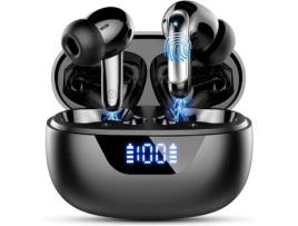  - Auscultadores Sem Fios Auscultadores Bluetooth 5.3 com Microfone com Cancelamento de Ruído 4 Enc Mini Auscultadores Sem Fios em Graves BISBISOUS