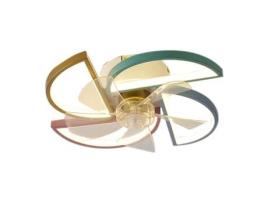 Lustre de Ventilador Elétrico Macaron de Três Cores de 58 W Controle Remoto Adequado para Quartos de Crianças SLD