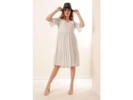 Vestido Unissexo MT CLOTHES Escote Pico Lunares Branco (Casal)