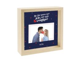 Moldura de Madeira Dupla Face LOVELY STORY Se For para Ser Feliz... 23X23Cm Mm2441Az-Pt