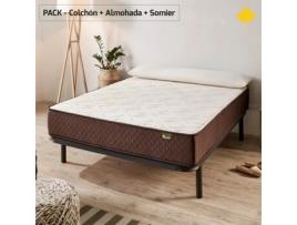 Pack Colchão e Almofada Viscoelástica e Base de cama DESCANSIN Efeito Nuvem e Silencioso (200 x 200 cm)
