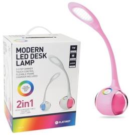 Candeeiro LED de Mesa 7W c/ Função de Lampada Nocturna Touch RGB (Rosa) - PLATINET