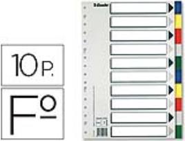 Separador Esselte de Plastico Conjunto de 10 Separadores Folio c/ 5 Cores Multiperfurado