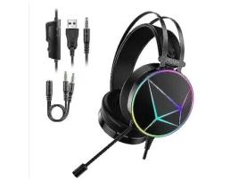 Fone de ouvido para jogos Noua Reaper Rainbow com microfone flexível e efeito de iluminação RGB