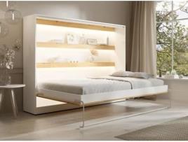 Cama embutida RAPILI VENTE-UNIQUE Natural claro, Branco 140x200 cm - Com colchão - Com sommier
