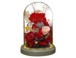 Flor de Cravo em Cúpula de Vidro com Base de Madeira Presente Único Dia dos Namorados Ação de Graças Natal BAZYWTYH
