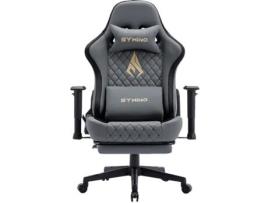 Cadeira para Jogos SYMINO Pg Cadeira de Escritório Ergonômica Feita de Couro Pu com Apoios de Braços e Apoio para Pés 3D Cinza