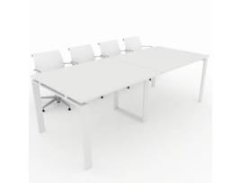 Mesa de Reunião de Casa e de Escritório. Estrutura Metálica Aberta Branca Tampo em Melamina Branca 240X100. Fabricada em Espanha. OFICIT