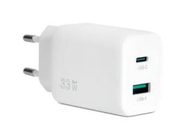 Carregador Universal CC-233PDCUGWH 1 Porta Tipo-C 1 Porta USB PD33 QC 3.0 GAN 33W PPS VULTECH