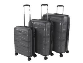 Conjunto de Malas Rígidas Pp JASLEN Stuttgart Marrom Metálico 48X75X29 Cm 92L