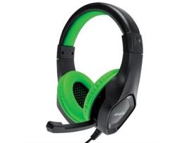 Auricular Pro Gamer 40Mm Power Bass Banda de Cabeça Ajustável e Microfone Preto / Verde AMSTRAD